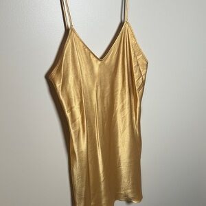 Elegant Gold Satin Women's mini dress